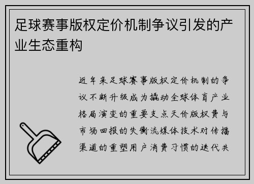 足球赛事版权定价机制争议引发的产业生态重构